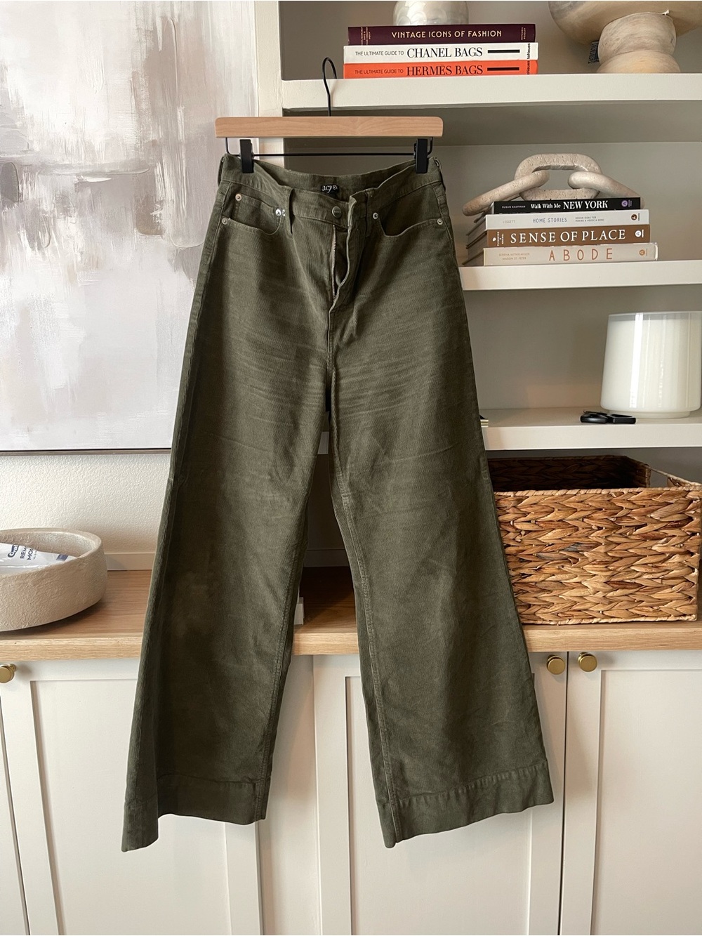 J. Crew Olive Wide-Leg Jeans